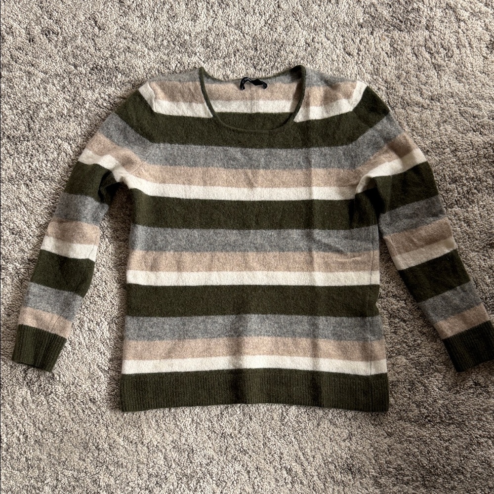 41 Hawthorn Olive, Gray, and Cream Striped Sweater